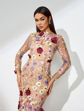 Maraya Floral Applique Midi Dress